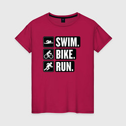 Женская футболка Swim bike run