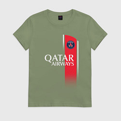 Футболка хлопковая женская Килиан Мбаппе форма ФК ПСЖ 2324 домашняя, цвет: авокадо