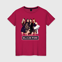 Футболка хлопковая женская Rose Blackpink kpop, цвет: маджента