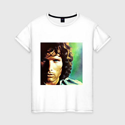 Футболка хлопковая женская Jim Morrison One eye Digital Art, цвет: белый