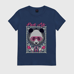 Футболка хлопковая женская Pinkie Panda, цвет: тёмно-синий