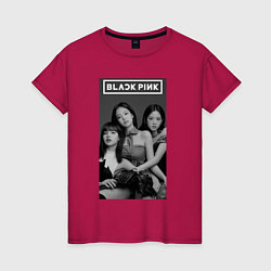 Футболка хлопковая женская Blackpink black and white, цвет: маджента