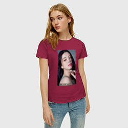 Футболка хлопковая женская Kim Jisoo, цвет: маджента — фото 2
