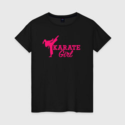 Футболка хлопковая женская Girl karate, цвет: черный