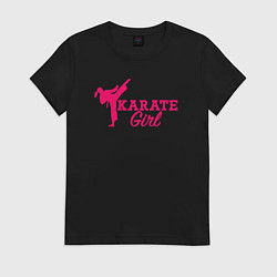 Футболка хлопковая женская Girl karate, цвет: черный