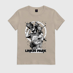 Футболка хлопковая женская Linkin Park all, цвет: миндальный