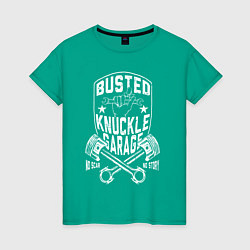 Футболка хлопковая женская Busted knuckle, цвет: зеленый