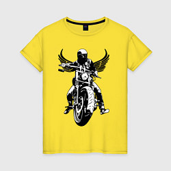 Футболка хлопковая женская Biker wings, цвет: желтый