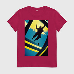 Футболка хлопковая женская Два парашютиста, цвет: маджента