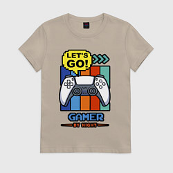 Футболка хлопковая женская Gamer by night, цвет: миндальный