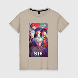 Женская футболка BTS anime kpop