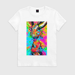Футболка хлопковая женская Rabbit and hare - impressionism, цвет: белый