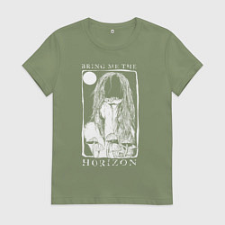 Футболка хлопковая женская Bring Me the Horizon girl, цвет: авокадо