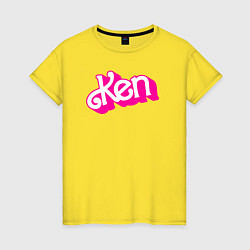 Футболка хлопковая женская Логотип розовый Кен, цвет: желтый