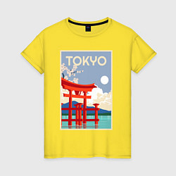 Футболка хлопковая женская Tokyo - japan, цвет: желтый