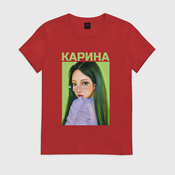 Футболка хлопковая женская Карина Aespa, цвет: красный