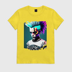 Футболка хлопковая женская Киберпанк друг, цвет: желтый