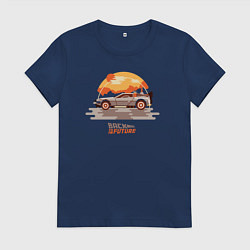 Футболка хлопковая женская Back to the future sun, цвет: тёмно-синий