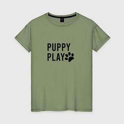 Футболка хлопковая женская Puppy Play, цвет: авокадо