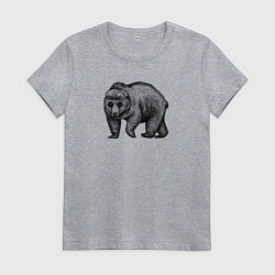 Футболка хлопковая женская Медведь в кепке, цвет: меланж
