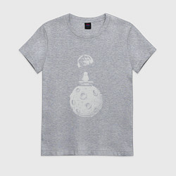 Футболка хлопковая женская Moon spaceman, цвет: меланж