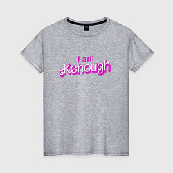 Футболка хлопковая женская I am kenough barbie, цвет: меланж