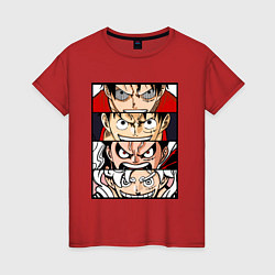 Футболка хлопковая женская Луффи пятый гир - One Piece, цвет: красный