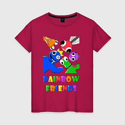 Футболка хлопковая женская Rainbow Friends персонажи, цвет: маджента