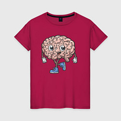 Футболка хлопковая женская Весёлый мозг, цвет: маджента