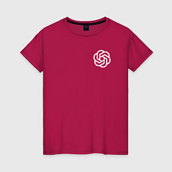 Футболка хлопковая женская Лого ChatGPT, цвет: маджента