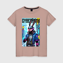 Женская футболка Cyber hare - neural network - fantasy