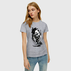 Футболка хлопковая женская Панда - крутой хоккеист, цвет: меланж — фото 2