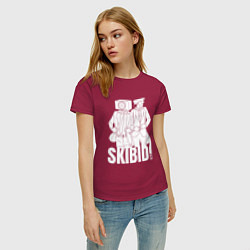 Футболка хлопковая женская Skibidi Toilet Cameraman and Speakerman, цвет: маджента — фото 2