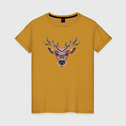 Футболка хлопковая женская Brown deer, цвет: горчичный