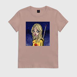 Футболка хлопковая женская Блондинка, цвет: пыльно-розовый