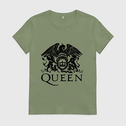 Футболка хлопковая женская Queen - logo, цвет: авокадо