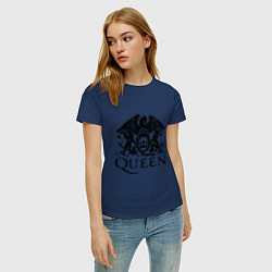 Футболка хлопковая женская Queen - logo, цвет: тёмно-синий — фото 2