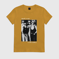 Футболка хлопковая женская Depeche Mode World Violation Tour - Band Design, цвет: горчичный