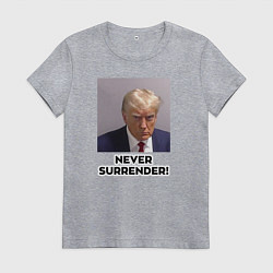 Футболка хлопковая женская Трамп в тюрьме, цвет: меланж