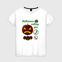 Женская футболка Хэллоуин, ночной звонок