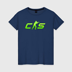 Футболка хлопковая женская CS2 green logo, цвет: тёмно-синий