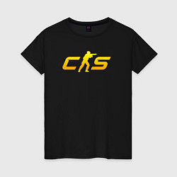 Футболка хлопковая женская CS2 yellow logo, цвет: черный