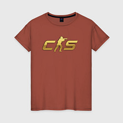 Футболка хлопковая женская CS 2 gold logo, цвет: кирпичный