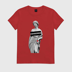Футболка хлопковая женская MoMo - Censored, цвет: красный