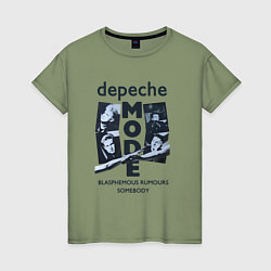 Футболка хлопковая женская Depeche Mode - Blasphemous rumours somebody, цвет: авокадо
