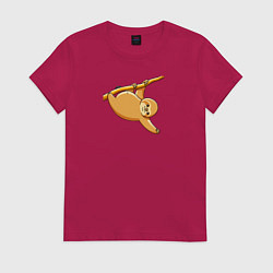 Женская футболка Ленивец свисает с дерева