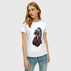 Футболка хлопковая женская Девушка вождь индейцев в кепке и очках, цвет: белый — фото 2