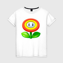 Футболка хлопковая женская Цветок Марио, цвет: белый