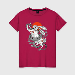 Женская футболка Борьба зайца со змеей