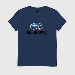 Футболка хлопковая женская Subaru sport auto, цвет: тёмно-синий